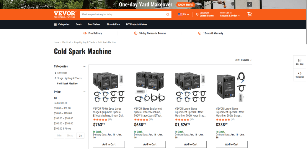 VEVOR website