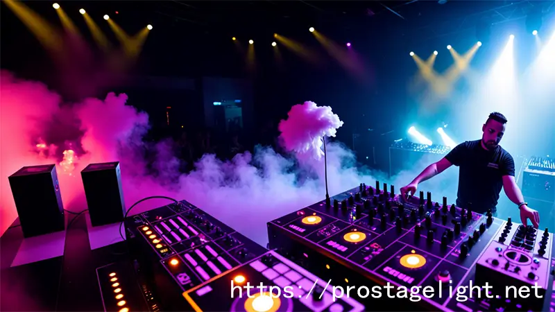 smoke machine on the stage creates an atmosphere. smoke machine on the stage creates an atmosphere.