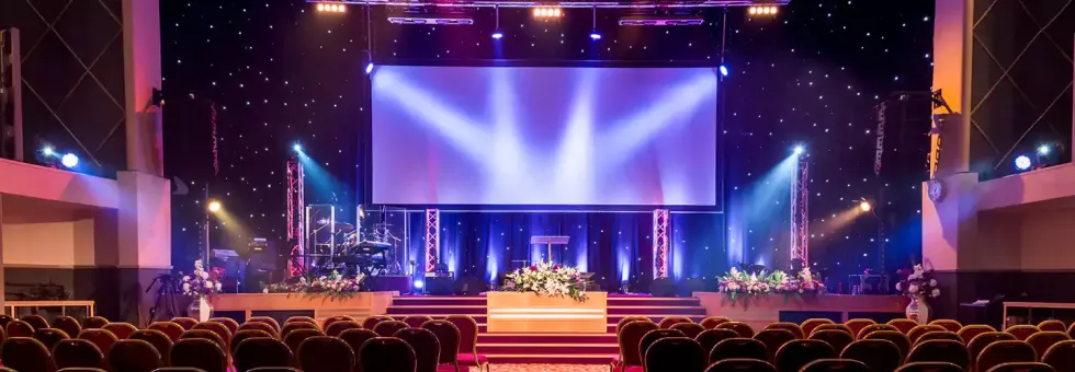 Radiant worship experience with captivating church stage lighting, USA. Radiant worship experience with captivating church stage lighting, USA.