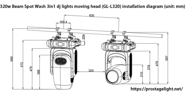 320w Beam Spot Wash 3in1 dj lights moving head (GL-L320) installation diagram (1)