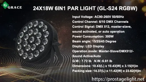 24x18w 6in1 par cans lighting (GL-S24 RGBW)
