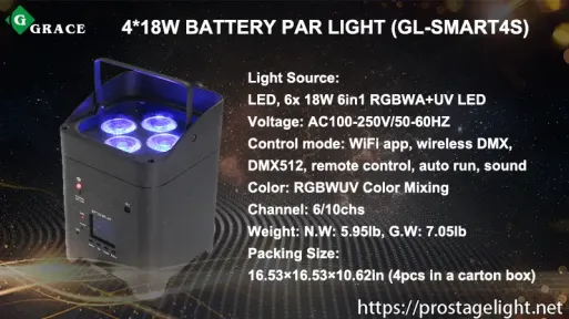 4x18W Battery Par Light (GL-SMART4S)