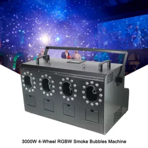3000W 4-Wheel RGBW Smoke Bubbles Machine