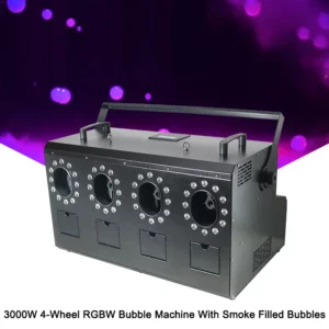 3000W 4-Wheel RGBW Bubble Machine With Smoke Filled Bubbles