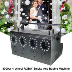 3000W 4-Wheel RGBW Smoke And Bubble Machine